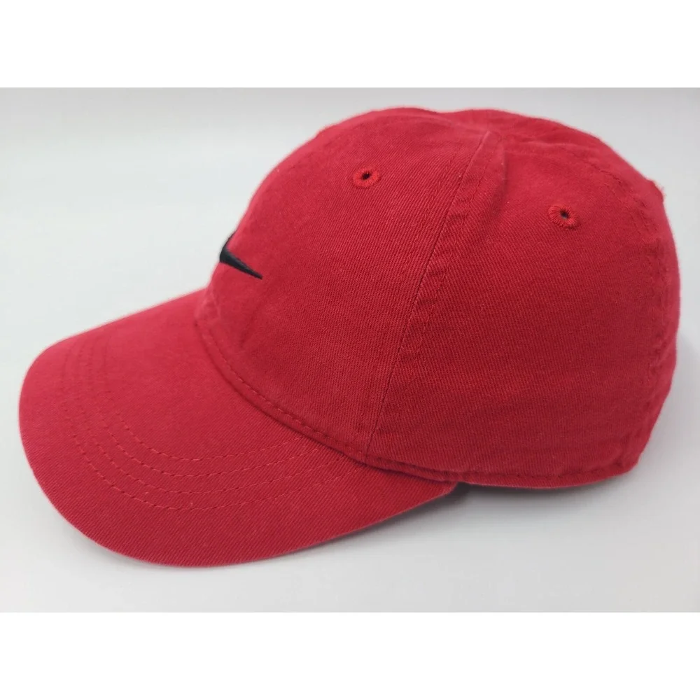 Child Nike Adjustable Hat Cap Swoosh Baseball Outdoors Boy‎ Girl Red Black Logo
